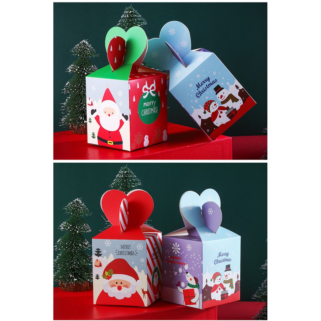Hộp đựng quà Giáng Sinh cỡ 8.5x8.5x10cm dùng làm hộp quà tặng hoặc treo cây thông Noel