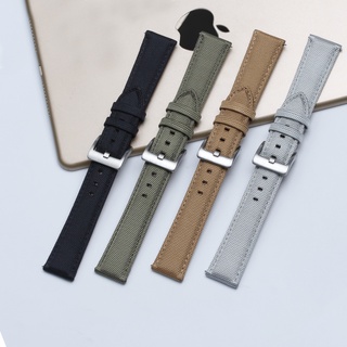 Dây Đeo Tay Thay Thế Bằng Vải Bạt Nylon Và Da 20mm 22mm Tháo Gỡ Nhanh Cho Đồng Hồ Thông Minh