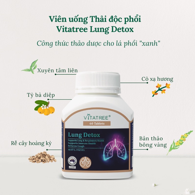 Mô tả Bổ Phổi Úc Vitatree Lung Detox 60 viên Giúp cải thiện các chức năng của Phổi, tăng cường miễn dịch Extaste - 2