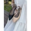 Giày cao gót Annmodels slingback khoét eo mũi nhọn phối dây hở gót cao 2cm _Min331