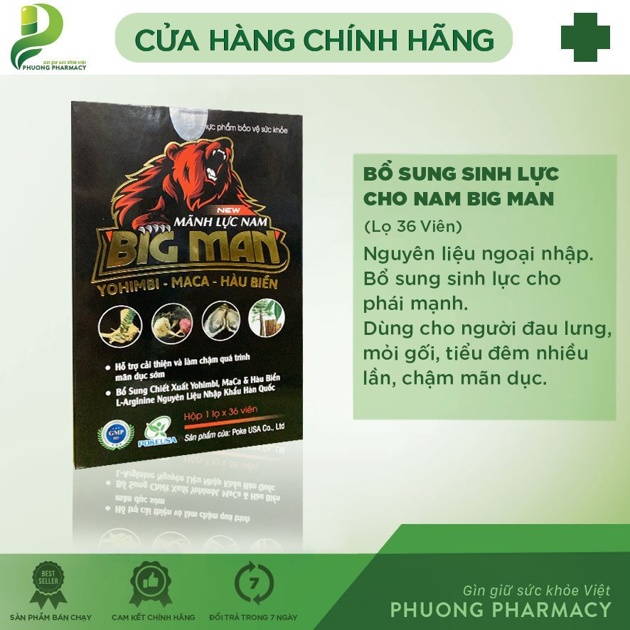 Thành phần chính trong Thuốc Bổ Thận Vương Big Man