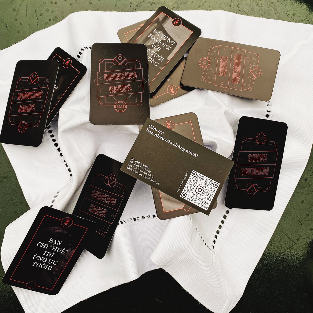 Bộ bài uống rượu Ừng Ực 1 với 52 lá, drinking game thử thách tiệc tùng với bạn bè siêu lầy, hài hước