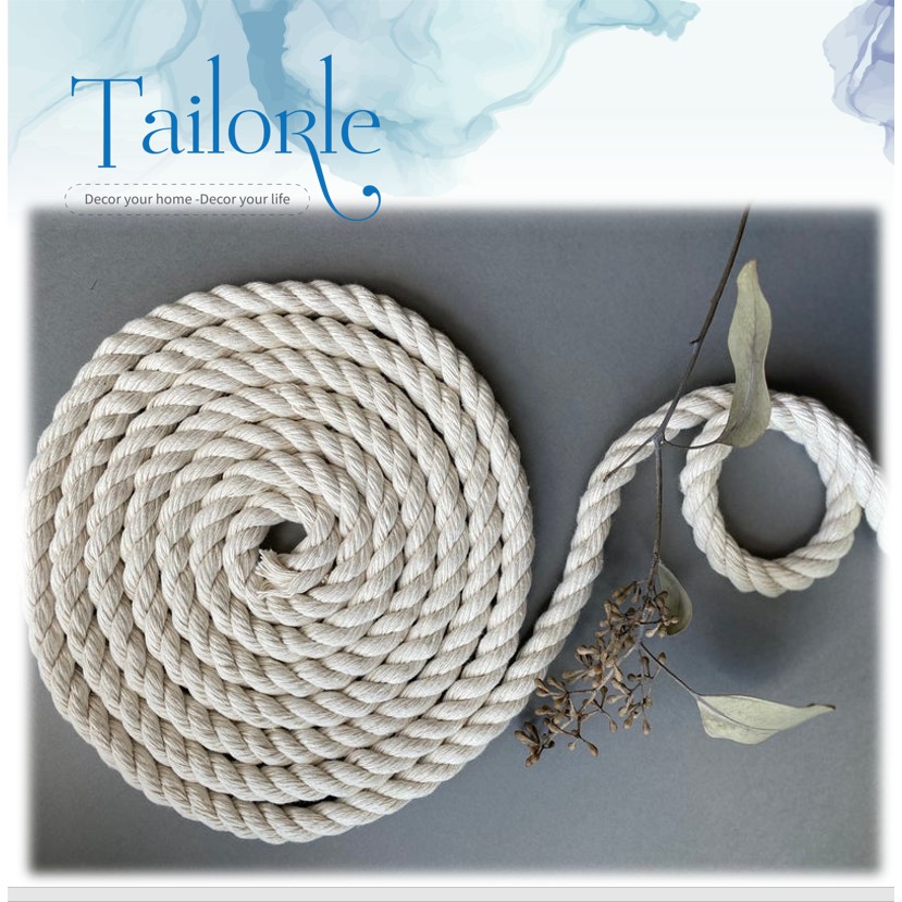 Dây thừng macrame, dây thừng trang trí cotton loại 7mm màu ngà ...