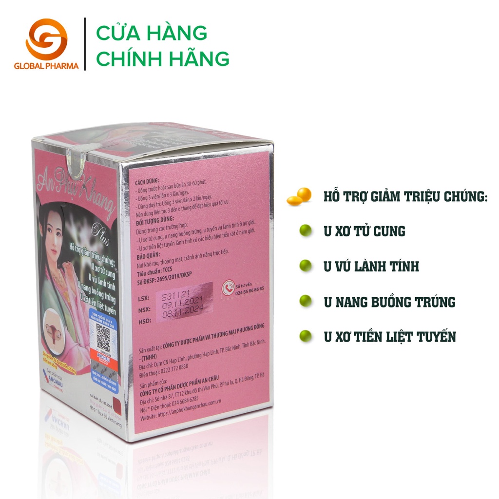 Ảnh An Phụ Khang Plus An Châu hỗ trợ giảm triệu chứng u xơ tử cung, u nang buồn trứng - Global Pharma 3