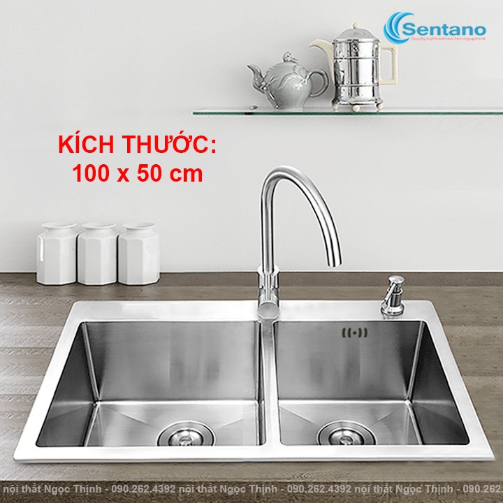 Size Lớn] Bồn Chậu Rửa Chén Đúc Sentano Plus 100X50 Cm 100% Inox 304 Hàng  Loại 1 Có 2 Ngăn Lớn Đều Nhau | Shopee Việt Nam