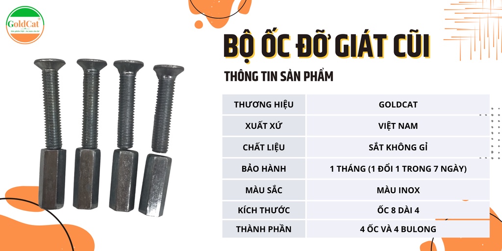 Mô tả Bộ Ốc Đỡ Giát Cũi GOLDCAT Chất Liệu Sắt Không Gỉ Nâng Đỡ Giát Giường Nằm Và Bộ Ốc Gắn Cũi Giúp Cố Định Các Thanh Cũi - 1