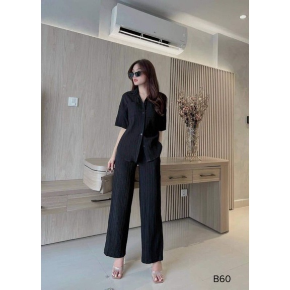 Set bộ đũi gân tay ngắn quần dài thiết kế