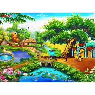 Tranh Dán tường 3D Phong Cảnh Đồng Quê không phai màu, hình ảnh rõ nét