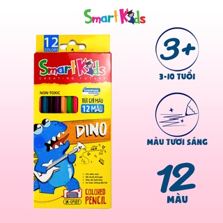 Bút chì màu Smartkids SK-CP102 Dino 12 màu tô,dành cho bé 6 tuổi - 12 tuổi, thân chì chắc chắn, dễ chuốt