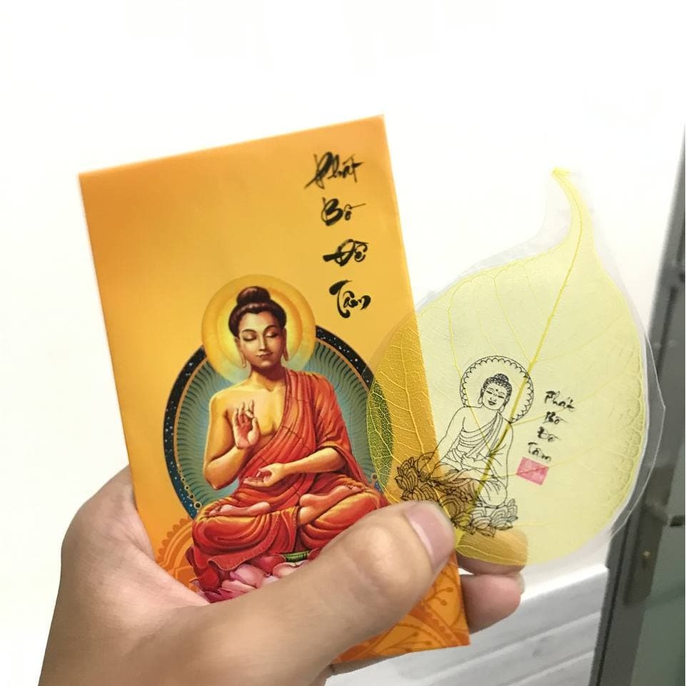 Ảnh Lá Bồ Đề Lá In/Khắc Hình Phật Màu Vàng - Phụ Kiện Để Bóp/Ví, Ốp Sau Điện Thoại | MTH JEWELRY 4