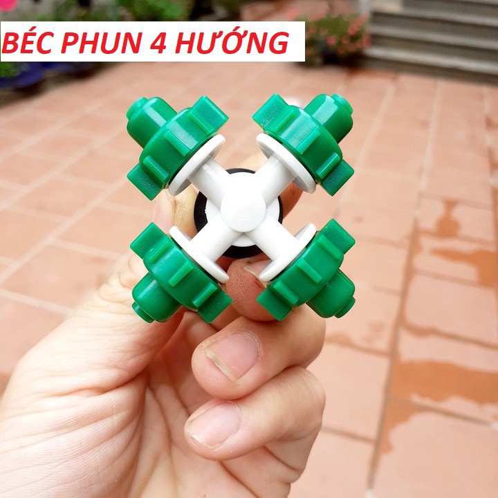 Béc phun sương tưới cây 4 hướng xanh (Tùy chọn chân nối), béc tưới phun sương