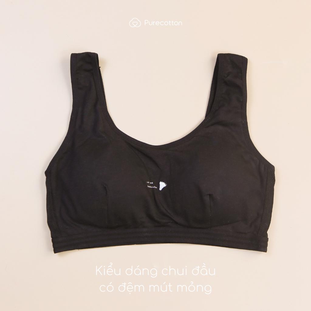 Ảnh Áo lót học sinh Purecotton MÀU ĐEN cá tính cho bé gái mới lớn chất liệu cotton cao cấp PC027 3
