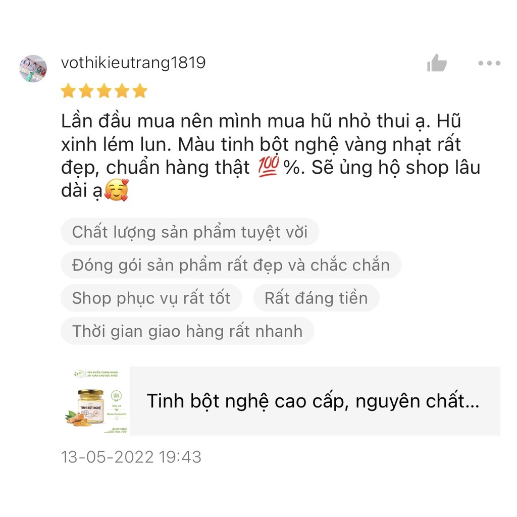 Ảnh Tinh bột nghệ cao cấp HNT NATURAL PRODUCT TBN30G 1