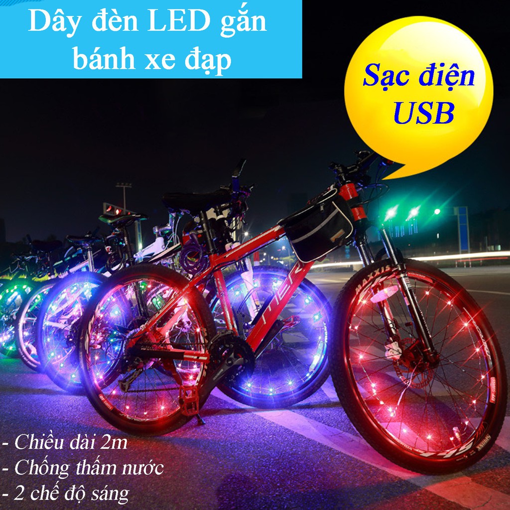 Dây đèn LED gắn bánh xe đạp - Sạc USB | Shopee Việt Nam