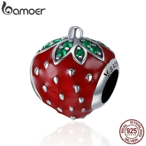 Hạt charm Bamoer thiết kế hình trái dâu đáng yêu SCC369