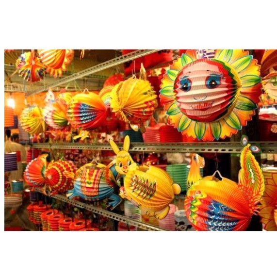 Set 10 đèn lồng giấy Trung thu cỡ trung hình con vật ngộ nghĩnh