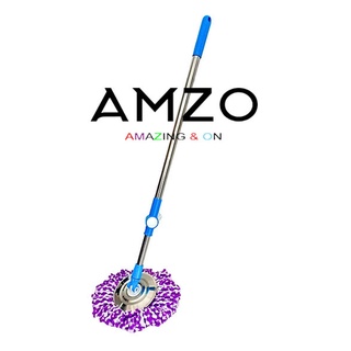 AMZO_CÂY LAU NHÀ 360 ĐỘ INOX LỚN - MÂM INOX NHẬP KHẨU 100% (KHÓA LẬT - ĐÃ KÈM BÔNG LAU)