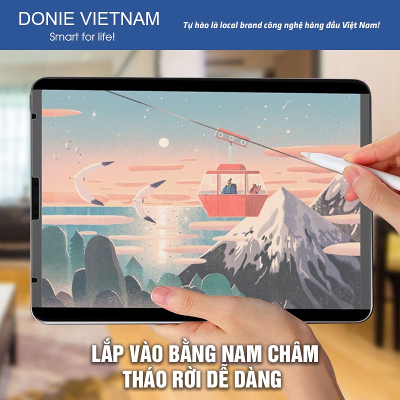 Miếng Dán Paperlike Nam Châm Tháo Rời, Chống Chói Vân Tay Gen 10/11 Air 6/7 Pro 11" 13" | Donie C06
