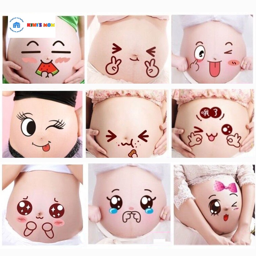 Set Hình dán Bụng Bầu dễ thương Kiwi's mom - chống nước, dùng nhiều lần