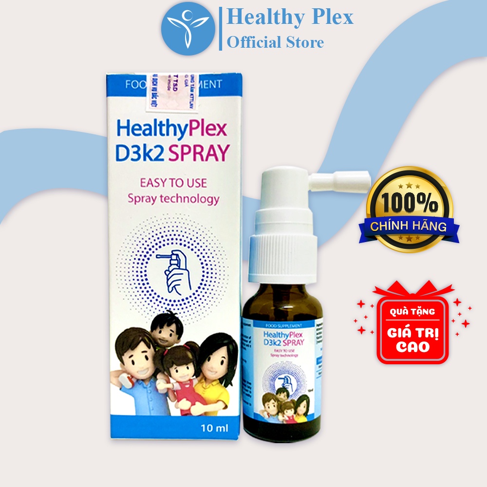 Healthyplex D3K2 Spray - Vitamin D3 k2 cho bé, giúp tăng chiều cao tối đa. Hỗ trợ hệ xương răng chắc khỏe
