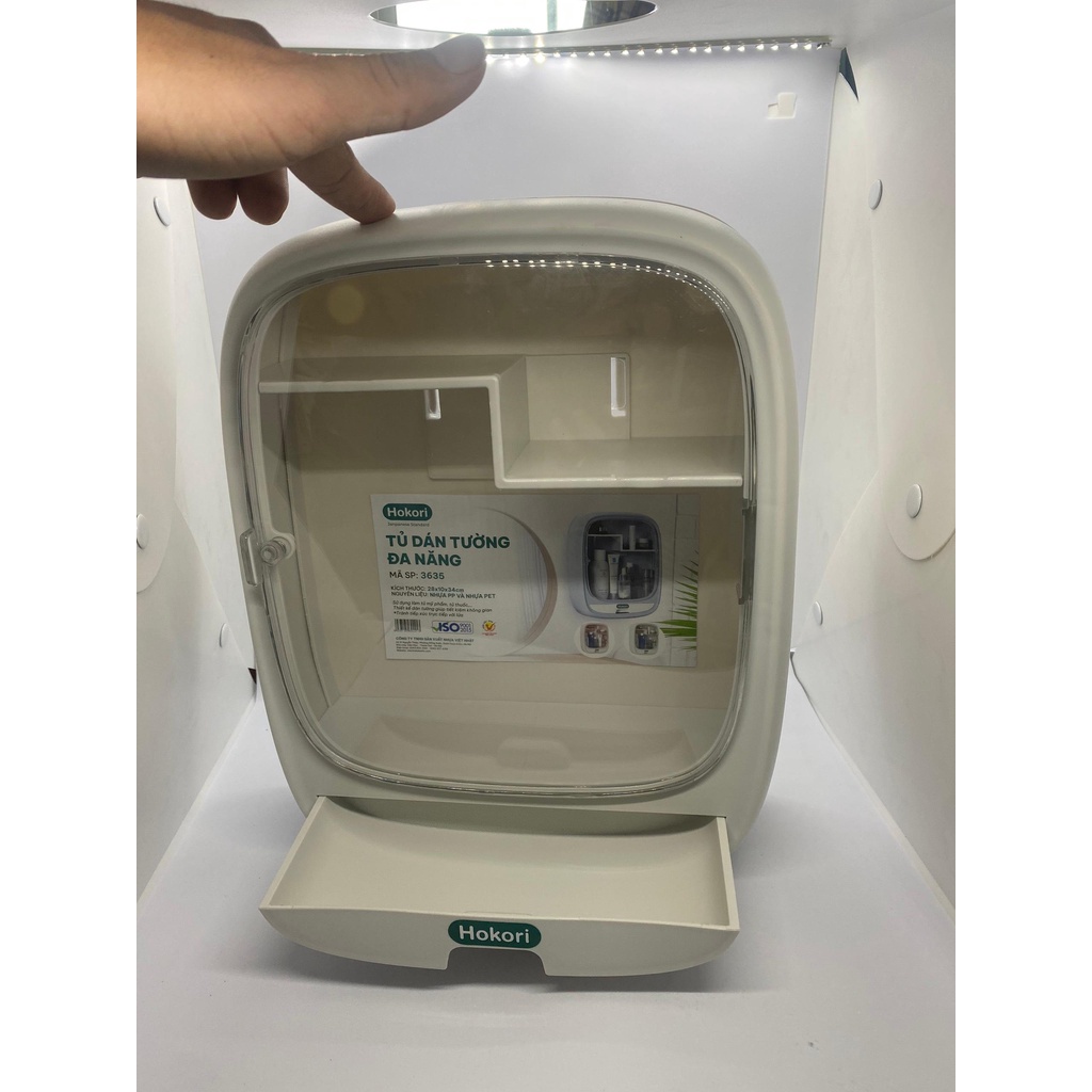 Kệ đựng mỹ phẩm Hokori để đồ trang điểm trong nhà tắm treo tường không đục lỗ nhựa ABS cao cấp 3635  aladanh-net-vn