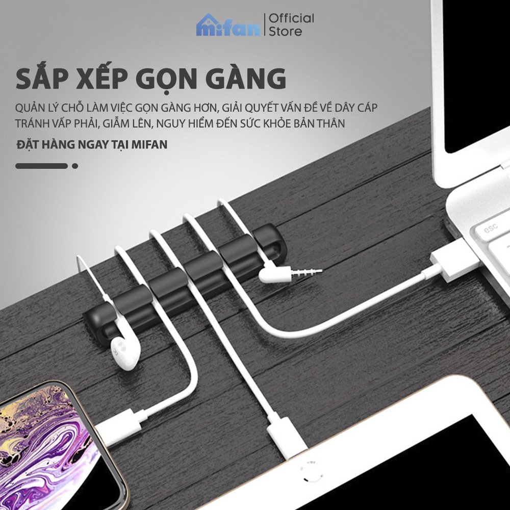 Ảnh Miếng Silicone Kẹp Giữ Dây Cáp Sạc Điện Thoại, Máy Tính Cao Cấp MIFAN - Keo 3M Siêu Dính 2