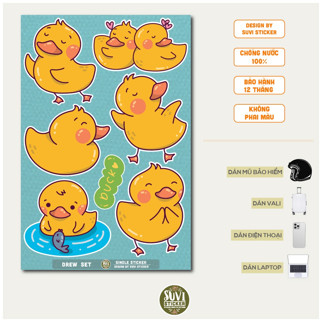 STICKER LẺ - Sticker Dịt Dàng dán mũ bảo hiểm, laptop, điện thoại, vali ...