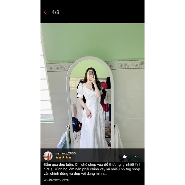 (miễn phí chỉnh váy) Dạ hội cưới phi trắng tay phồng xẻ tà, váy trắng chụp ảnh cưới, dạ hội trắng đi tiệc sang trọng