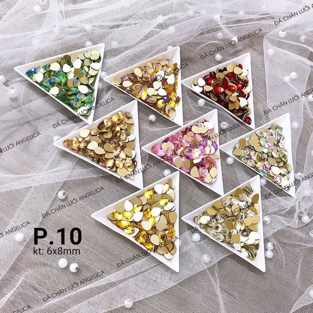 Túi 10 Viên Đá Nail Chân Bằng Hình Giọt Nước Bầu Trang Trí Móng ANGELICA P10
