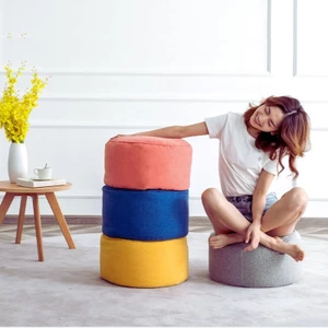 Ghế lười hạt xốp 3II HOME đôn gác chân siêu êm ái đa năng hình tròn kích thước 35x35x30CM đa sắc màu