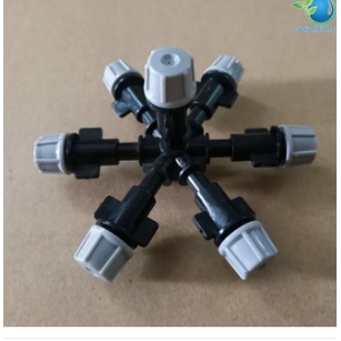 Bộ 5 Béc phun sương 7 hướng xám cao cấp- loại 1 gắn kèm van chống rò rỉ chân ren 21