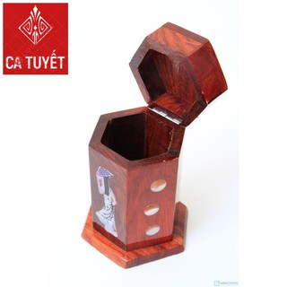 LỌ ĐỰNG TĂM KHẢM CÔ GÁI GỖ HƯƠNG SƠN PU 3 LỚP SIÊU ĐẸP