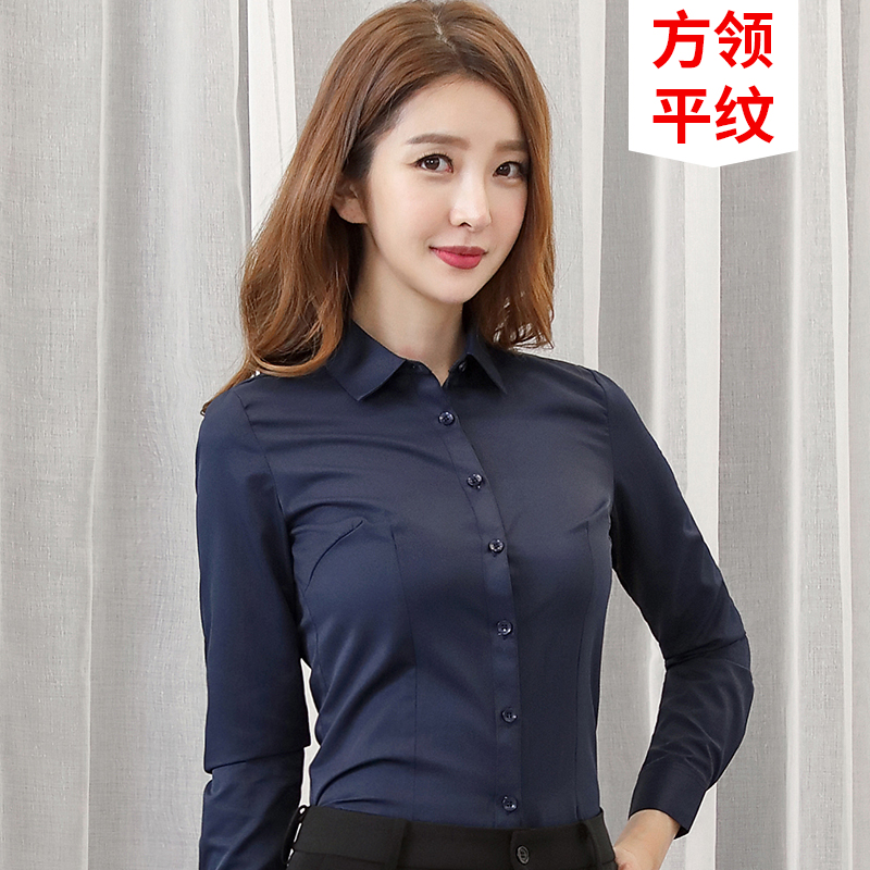 S-5xl Nữ Dài Tay Quần Áo Công Sở Áo Sơ Mi Nữ Màu Xám Trơn Trang Trọng Áo Đồng Phục