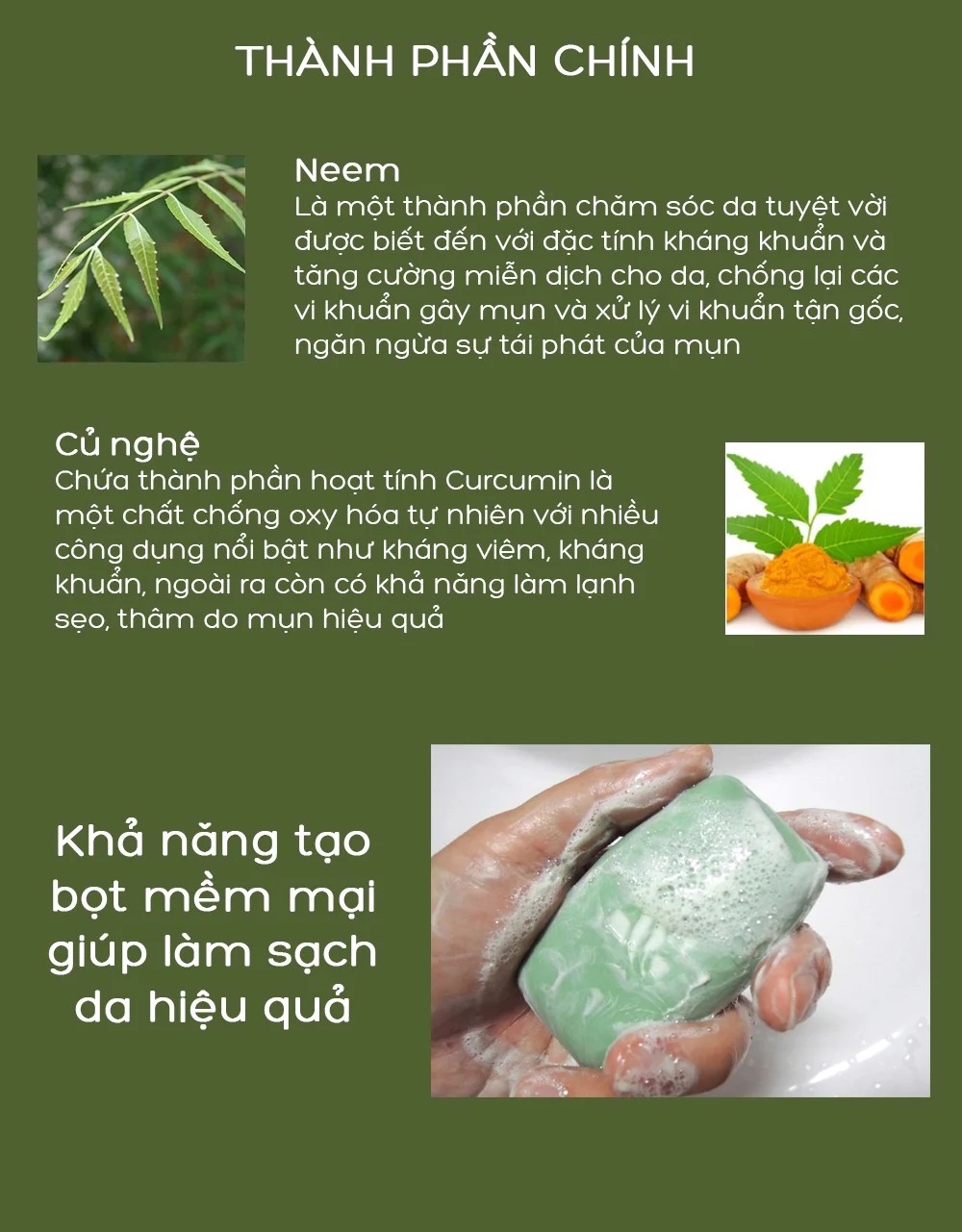 Mô tả [MUA 8 TẶNG 2] Xà phòng giảm mụn cơ thể từ lá neem Himalaya Neem Turmeric Soap 75g/ hộp - 1