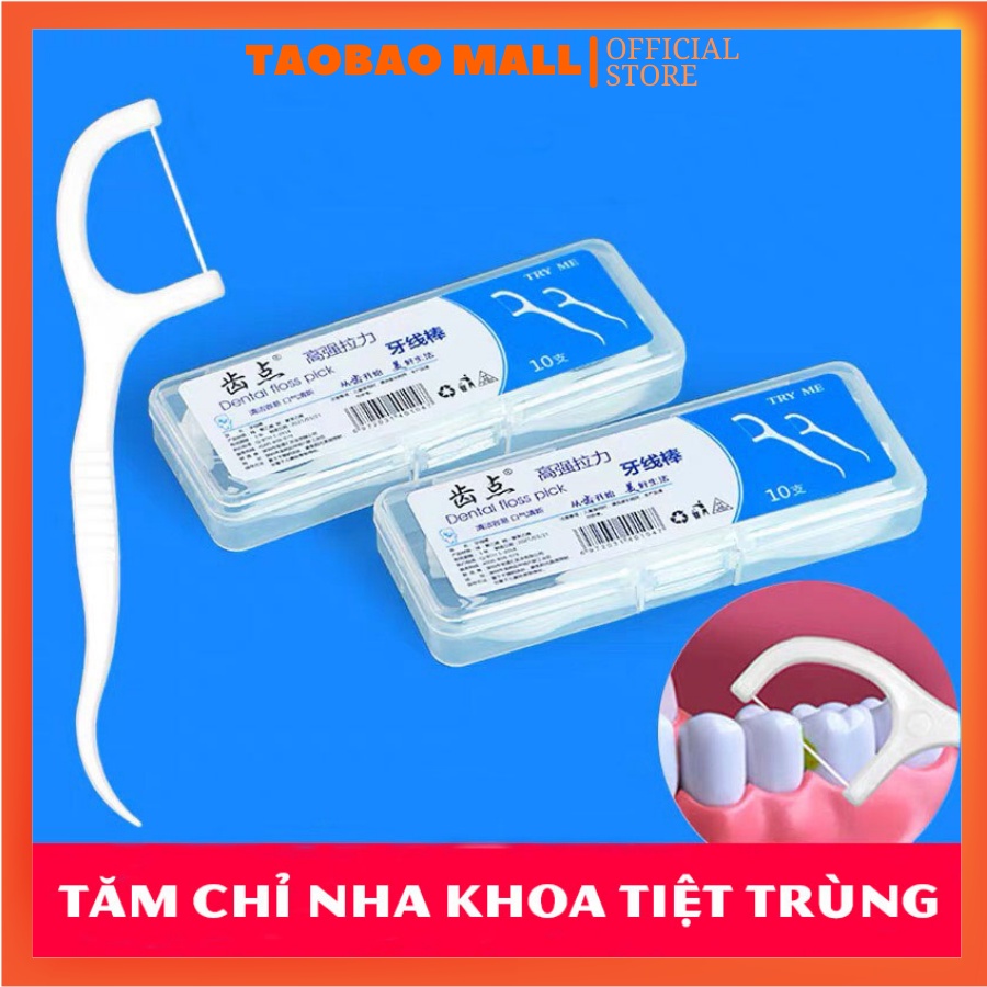 Tăm Chỉ Nha Khoa - Hộp 50 Cái - Tiệt Trùng Vệ Sinh Răng Miệng Chất Lượng Cao  - HÀNG CÓ SẴN