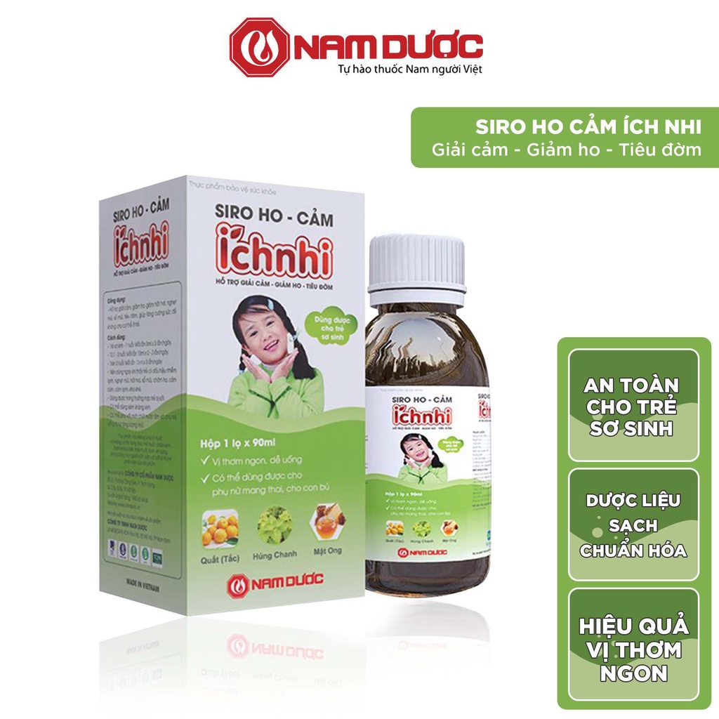Ảnh Siro ho cảm Ích Nhi chai 90ml, hỗ trợ giải giảm, hỗ trợ giảm ho, sổ mũi, hỗ trợ tiêu đờm 2