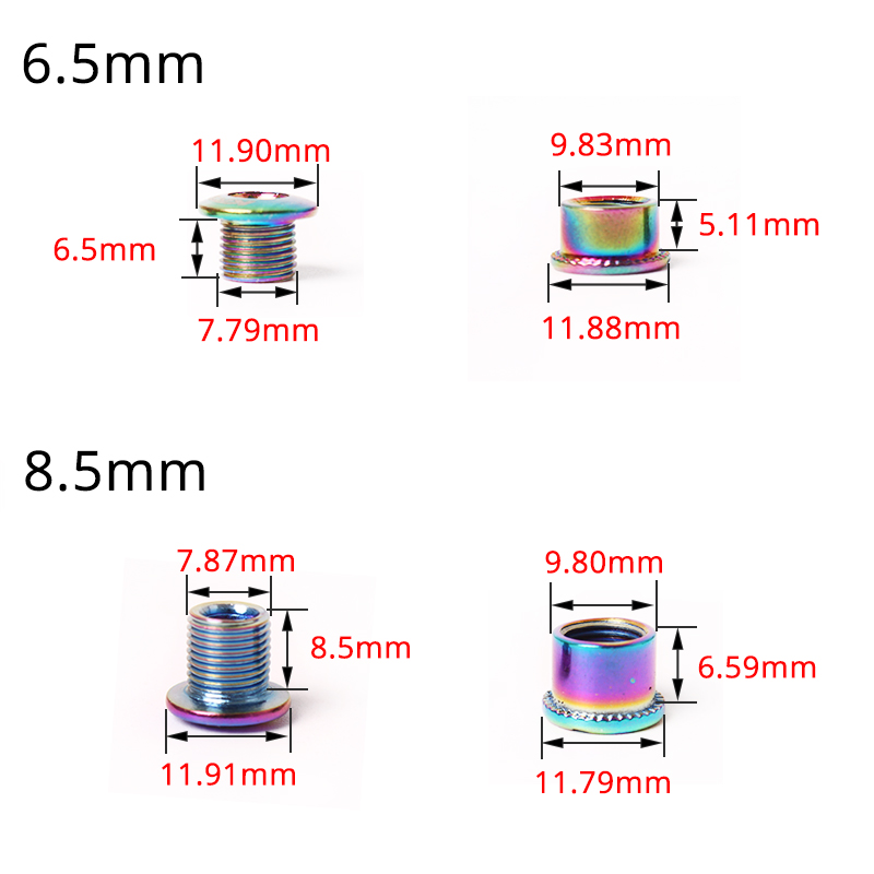 KRSEC 6.5 / 8.5mm Xích Bu Lông 6.5mm 8.5mm Xe Đạp Chainwheel Scresw Xe Đạp Đường Bộ Xe Đạp Quay Vít Đĩa Xe Đạp