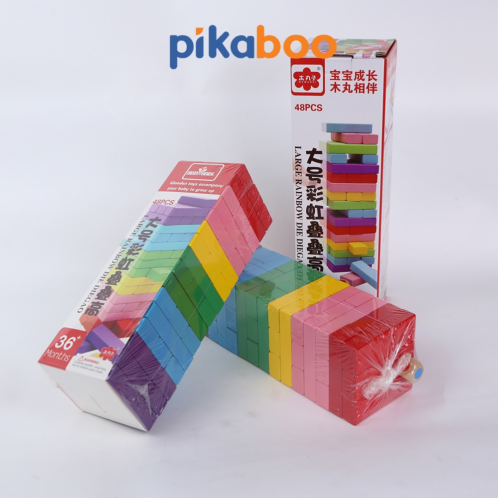 Ảnh Trò chơi rút gỗ Pikaboo loại lớn 48 và 54 thanh kèm xúc xắc an toàn tuyệt đối cho bé 4
