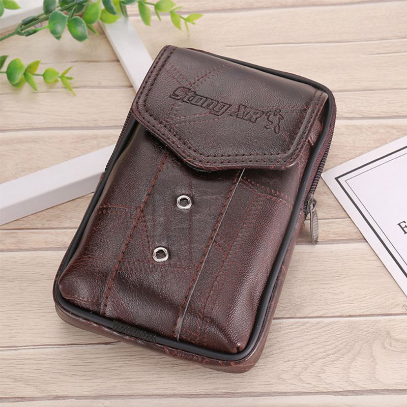 Túi đựng điện thoại đeo thắt lưng chất liệu da dễ mang theo phong cách vintage