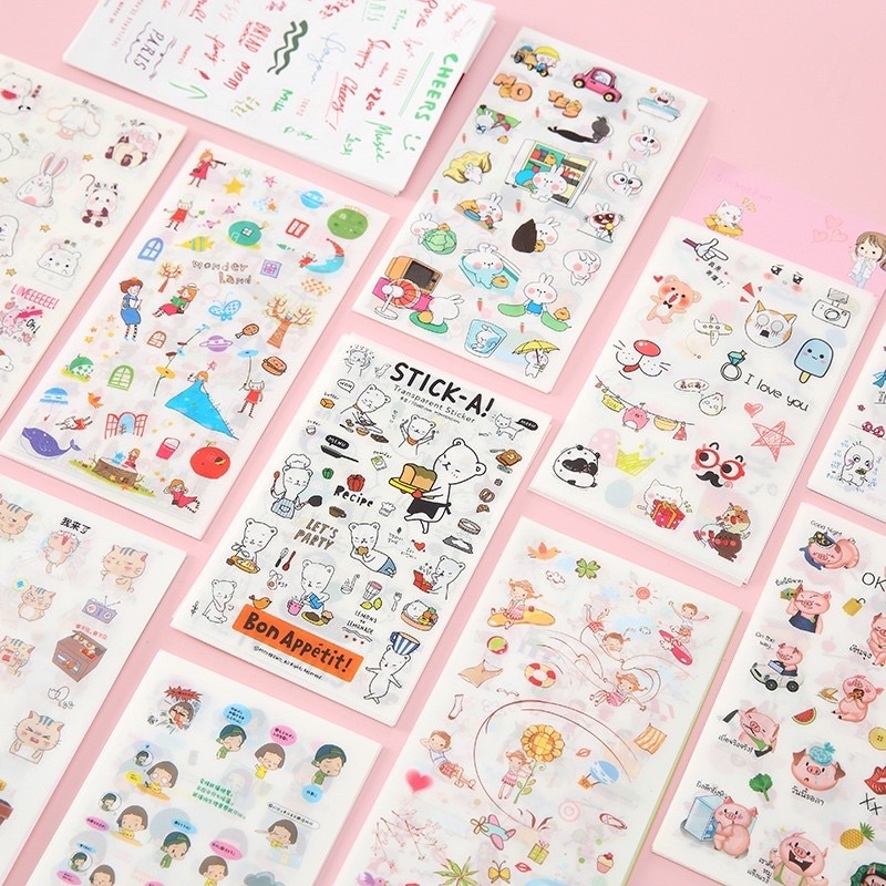 Set 6 Tấm Sticker Dễ Thuơng Dùng Trang Trí Sổ Vở, Đồ Dùng | Shopee Việt Nam