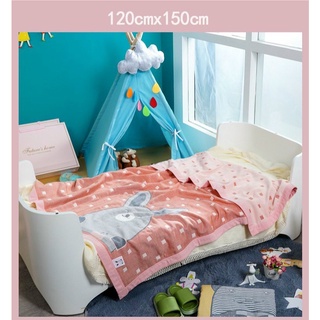 Chăn 4 lớp thêu hình 120*150cm, chăn đũi hè thu họa tiết siêu xinh