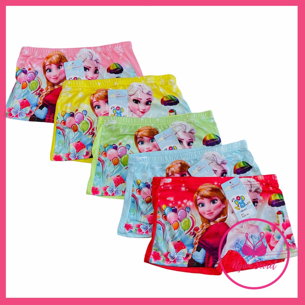 Combo 10 quần lót đùi bé gái 3D  Elsa, thun co giãn 4 chiều, mềm mại thoáng mát nhiều size