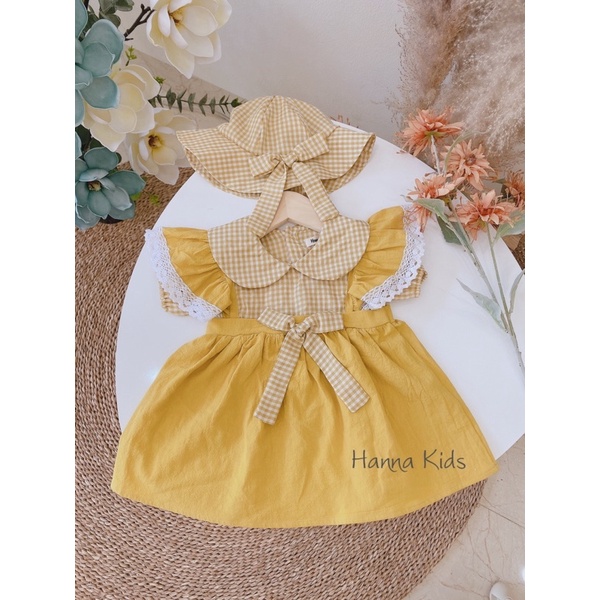 Váy Tiểu Thư Kèm Mũ Cho Bé Gái Đi Chơi Từ 5-15Kg