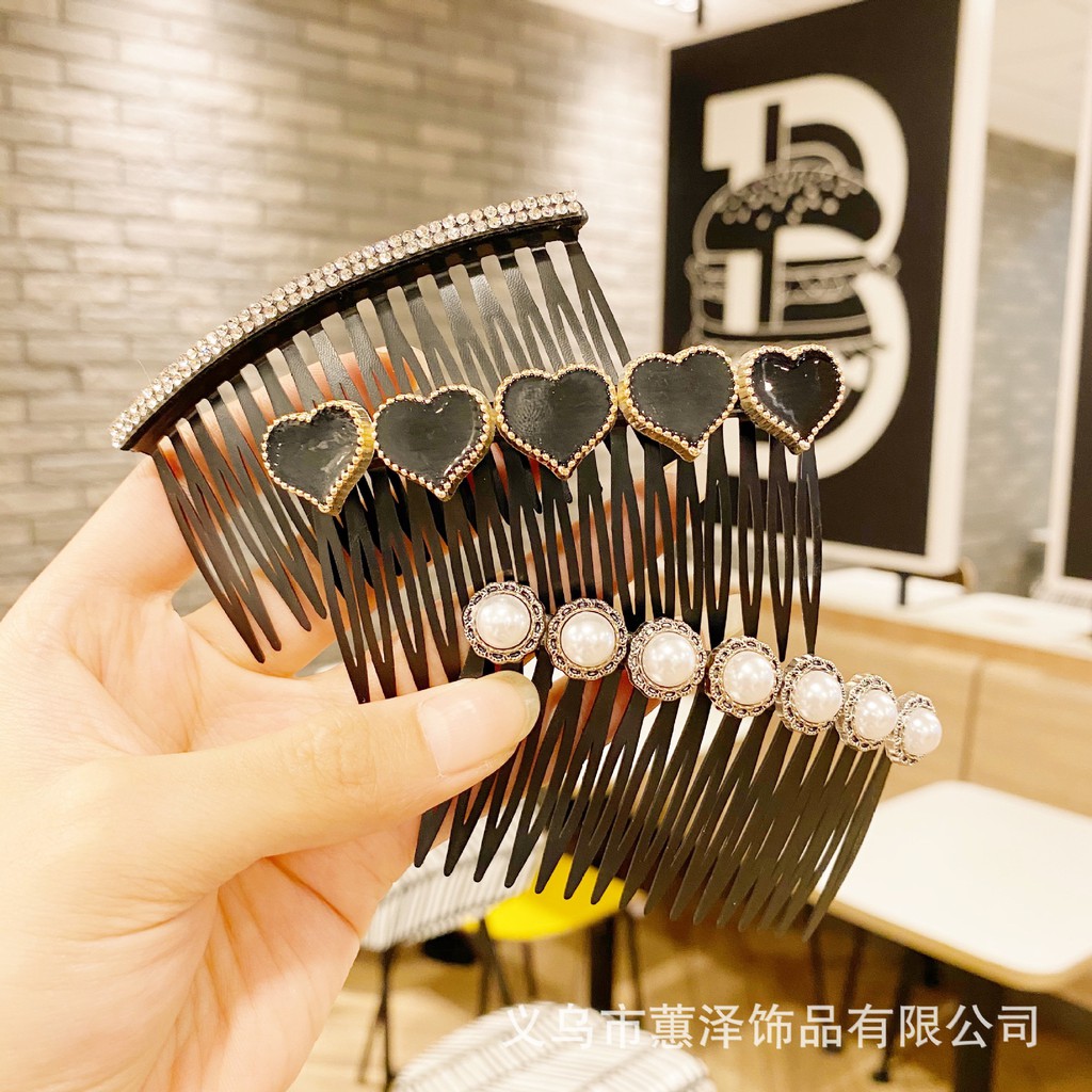 Lược Cài Tóc Màu Đen Đính Ngọc Trai Phong Cách Hàn Quốc Thanh Lịch
