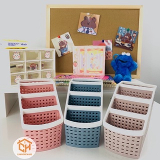 Khay Đựng Bút 4 Ngăn Việt Nhật Plastic 5696 – Hộp Nhựa Để Bàn Gọn Gàng Tiện Dụng – Cam Homeware