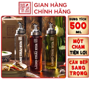 COMBO 03 Bình rót một chạm CAO CẤP One Touch Open Làng chài xưa 500 ml đựng dầu ăn, nước mắm