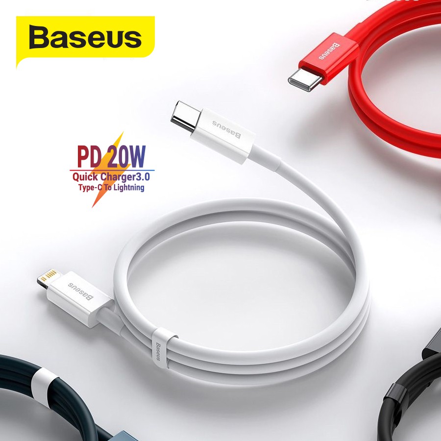 Ảnh Cáp sạc nhanh Typec to IP PD20W 3.0A Baseus Superior Series dùng cho 6/7/8/10/11/12/13/14, truyền data dài 1m/2m 3