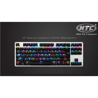 Bàn phím cơ Blue Swich HP GK200S loại 87 phím-led RGB nhiều chế độ (đen bạc)