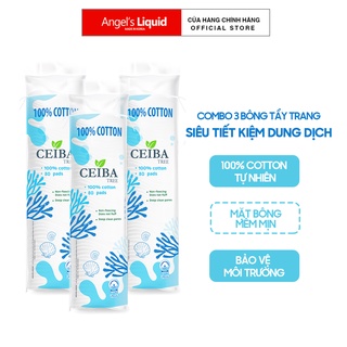 Combo 3 Bông Tẩy Trang Ceiba Cotton Siêu Tiết Kiệm Dung Dịch 80 Miếng x3