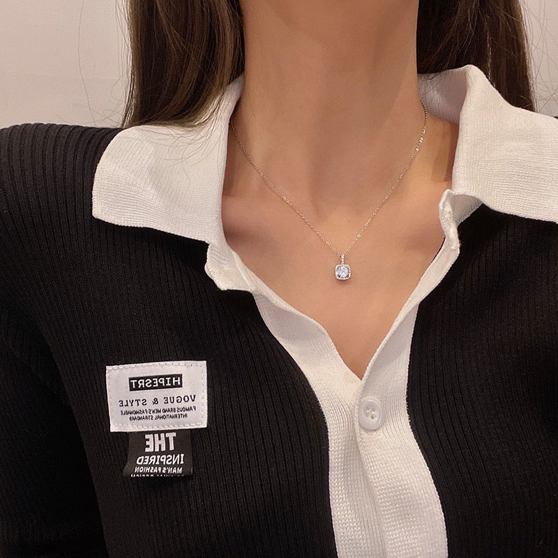 Vòng Cổ Choker Bằng Titan Đính Đá Zircon Đơn Giản Sang Trọng